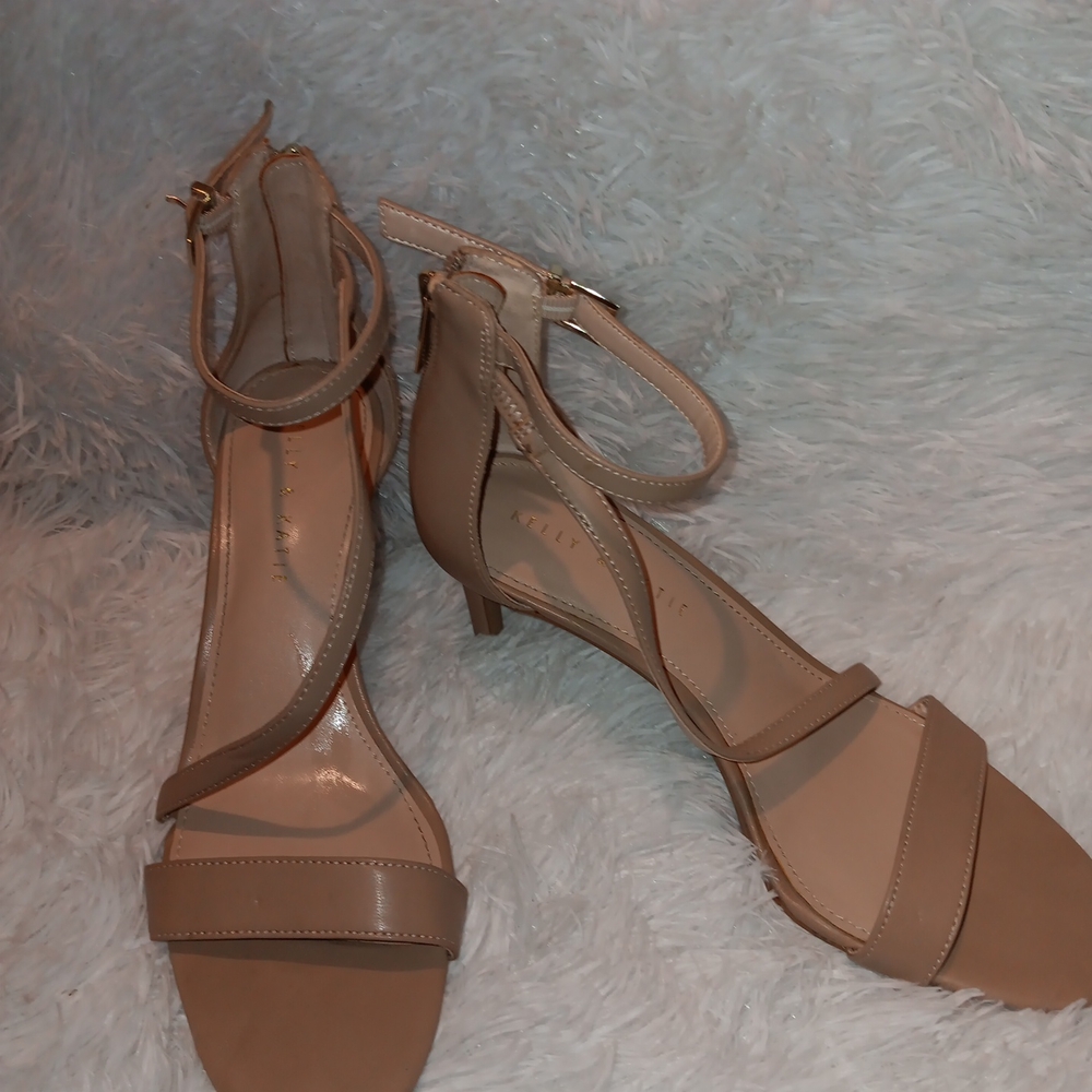 Kelly & Katie Nude Kitten Heels with Ankle Straps